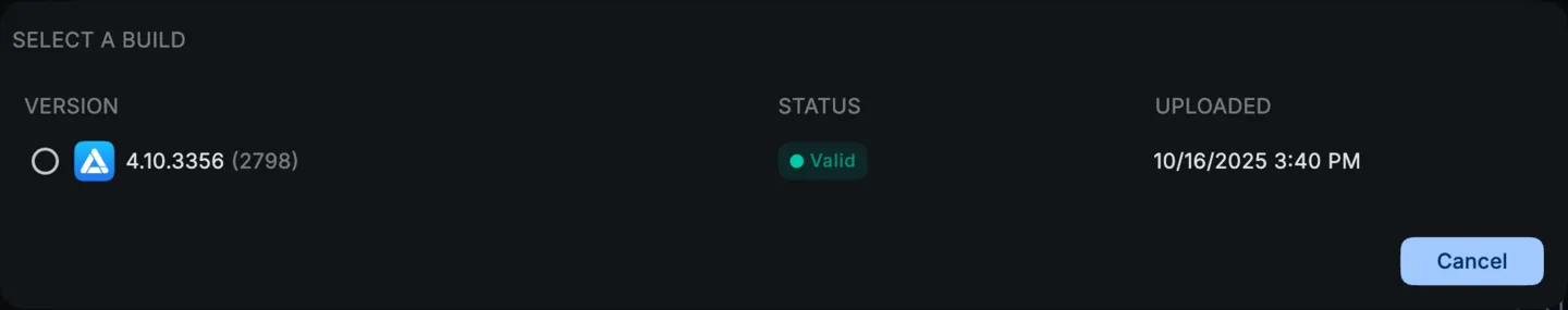 Selecting a Build