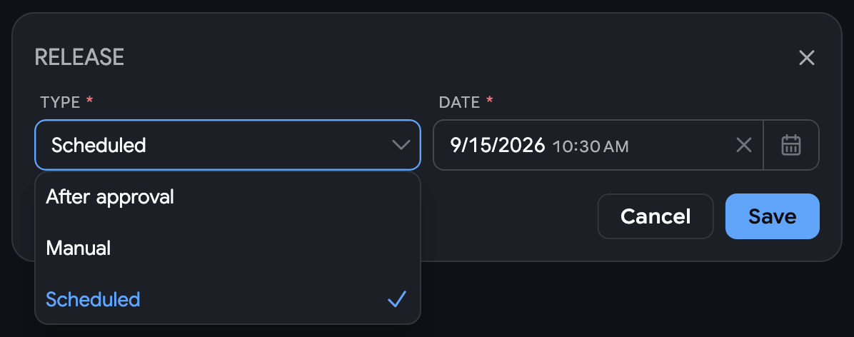 Selecting a Release Type