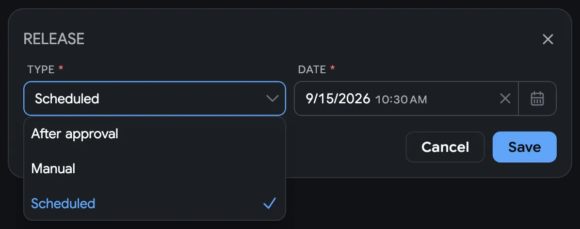 Selecting a Release Type