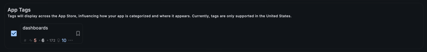 Selecting a App Tags