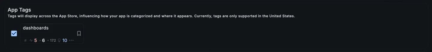 Selecting a App Tags