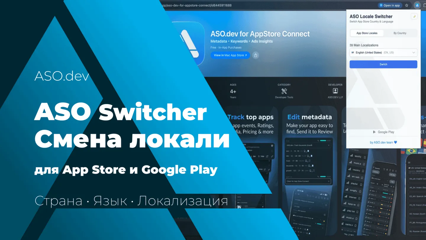 Переключение локализации для ASO Switcher