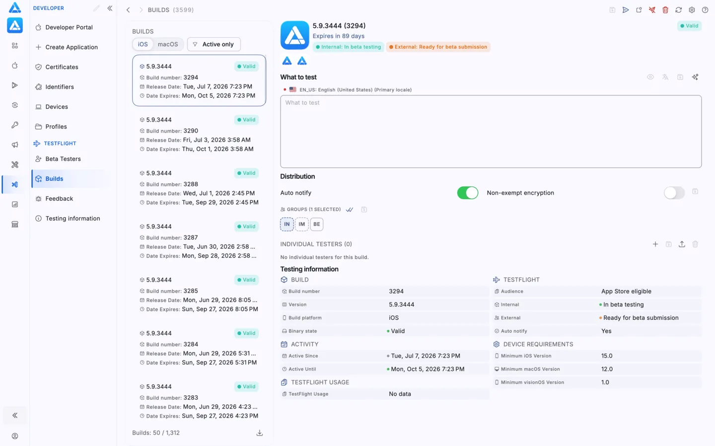 TestFlight builds in ASO.dev