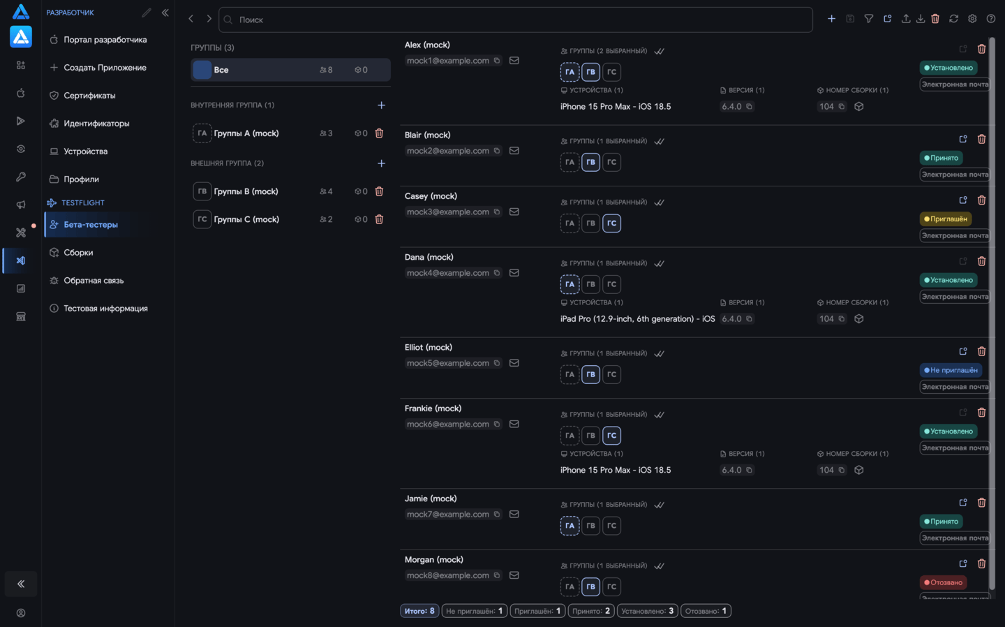 Бета-тестировщики TestFlight в ASO.dev