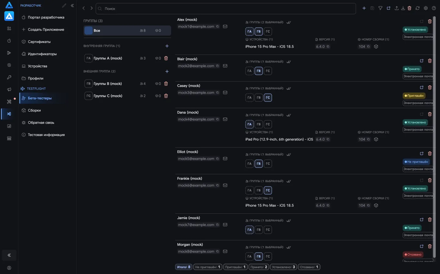 Бета-тестировщики TestFlight в ASO.dev