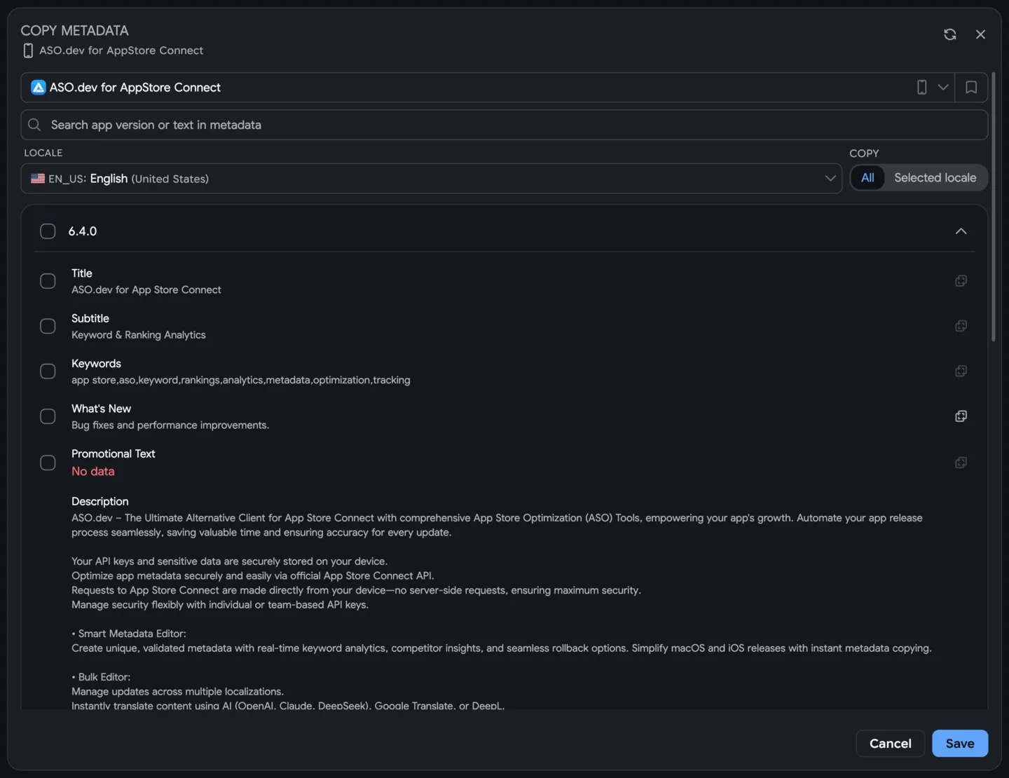 Importing Metadata from Another Version