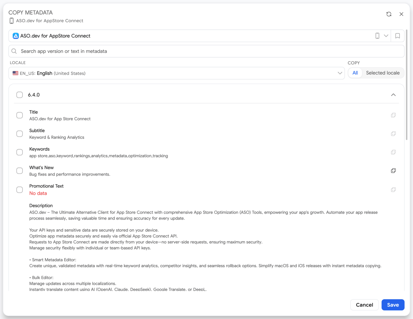 Importing Metadata from Another Version