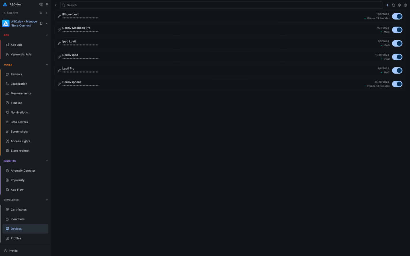 Manage Apple Devices via ASO.dev