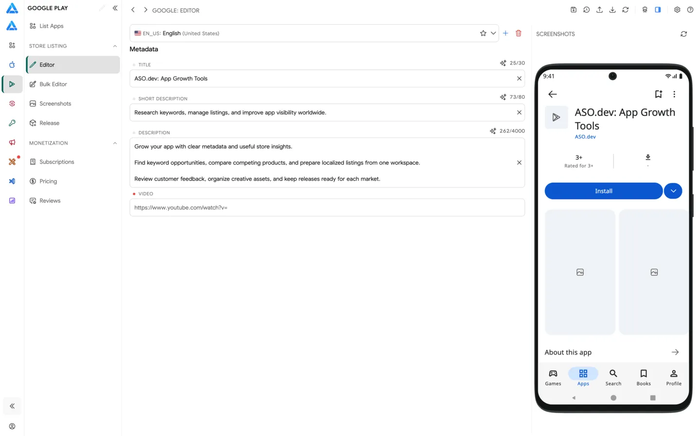 Google Play metadata editor