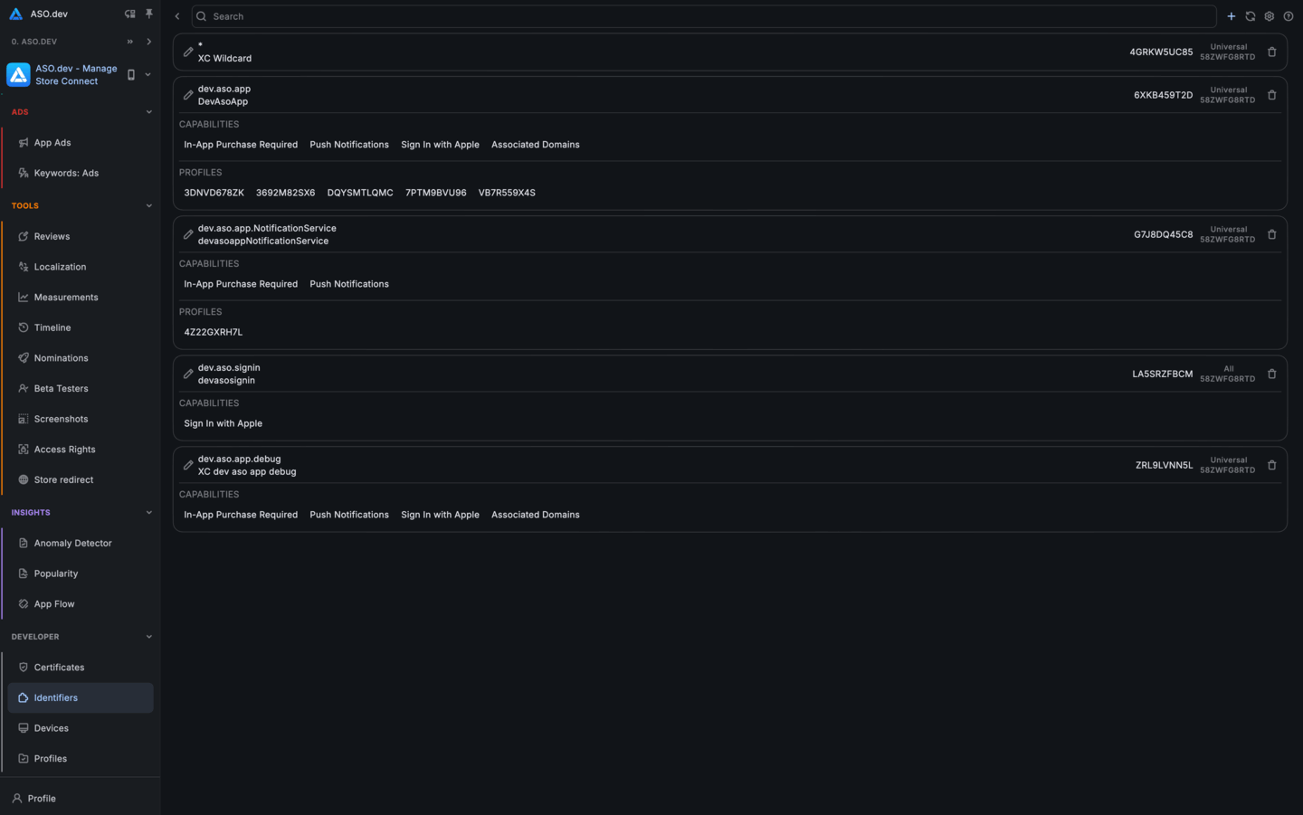 Apple Bundle Identifiers