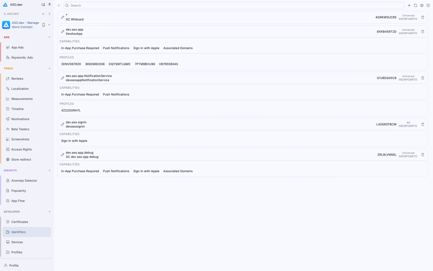 Apple Bundle Identifiers