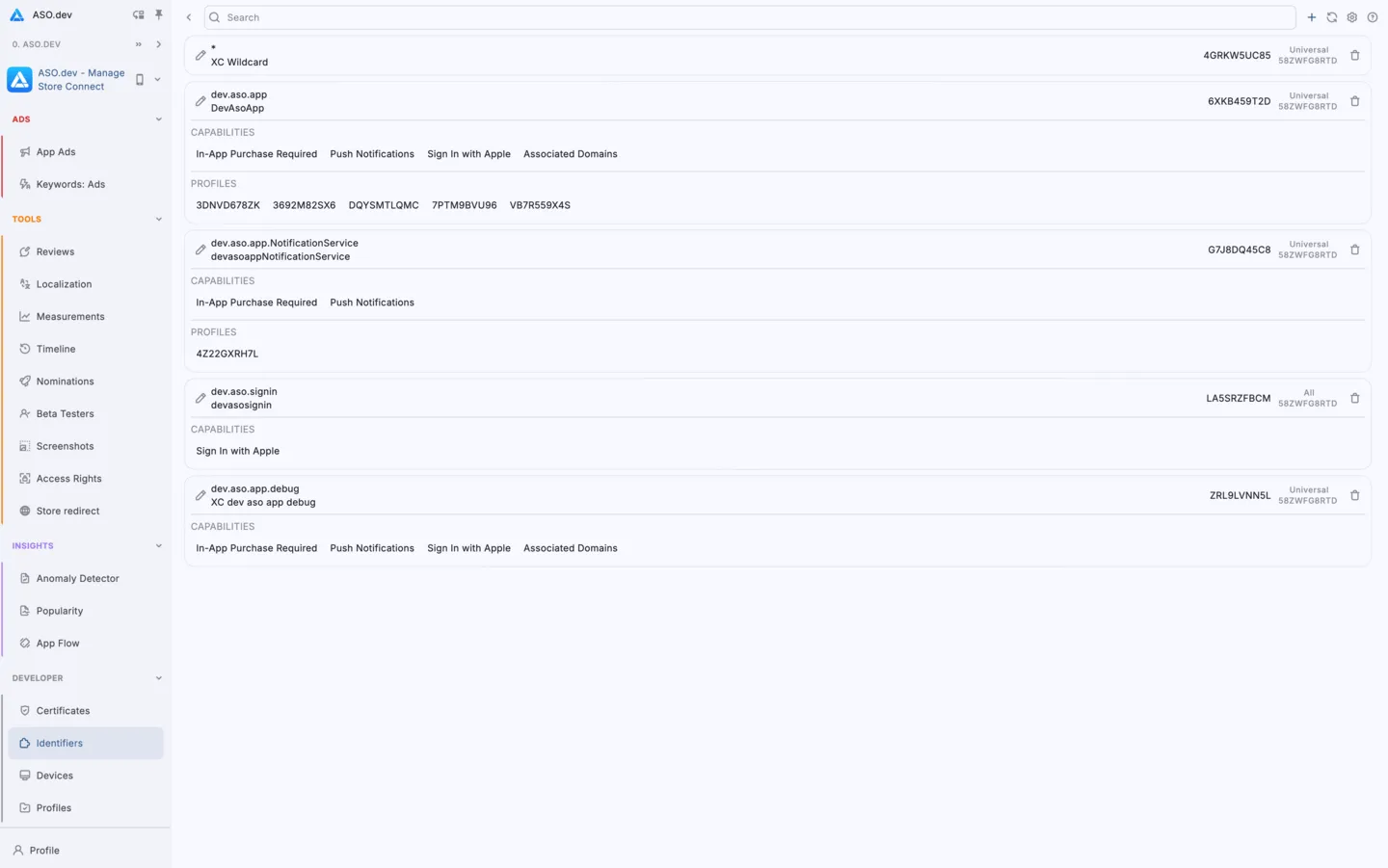 Apple Bundle Identifiers