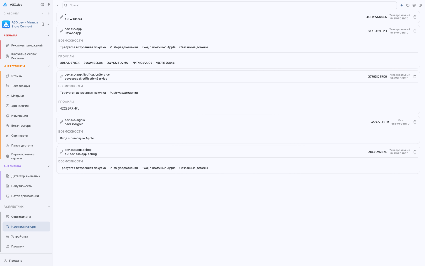 Идентификаторы