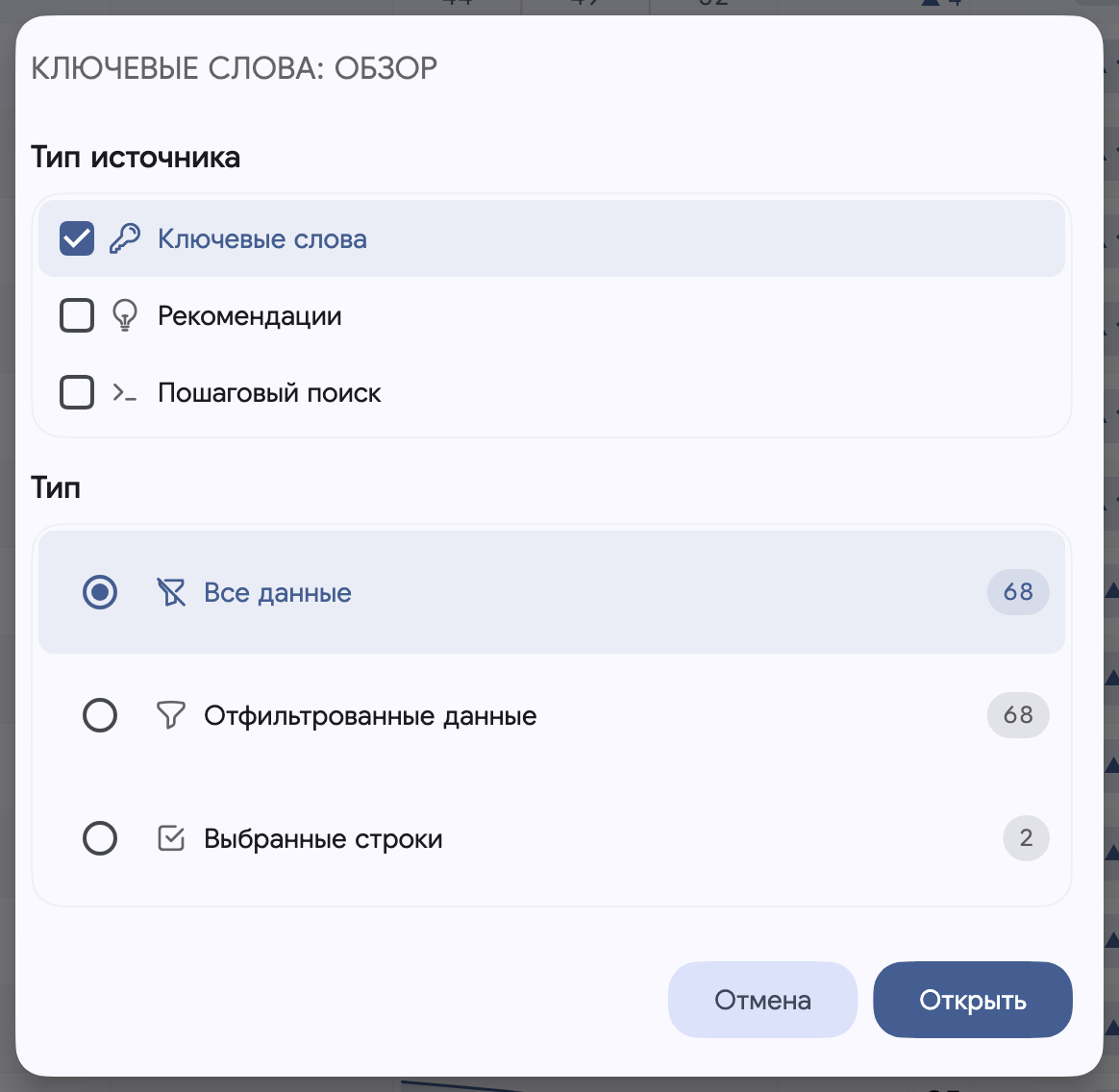 Обзор ключевых слов: Режим