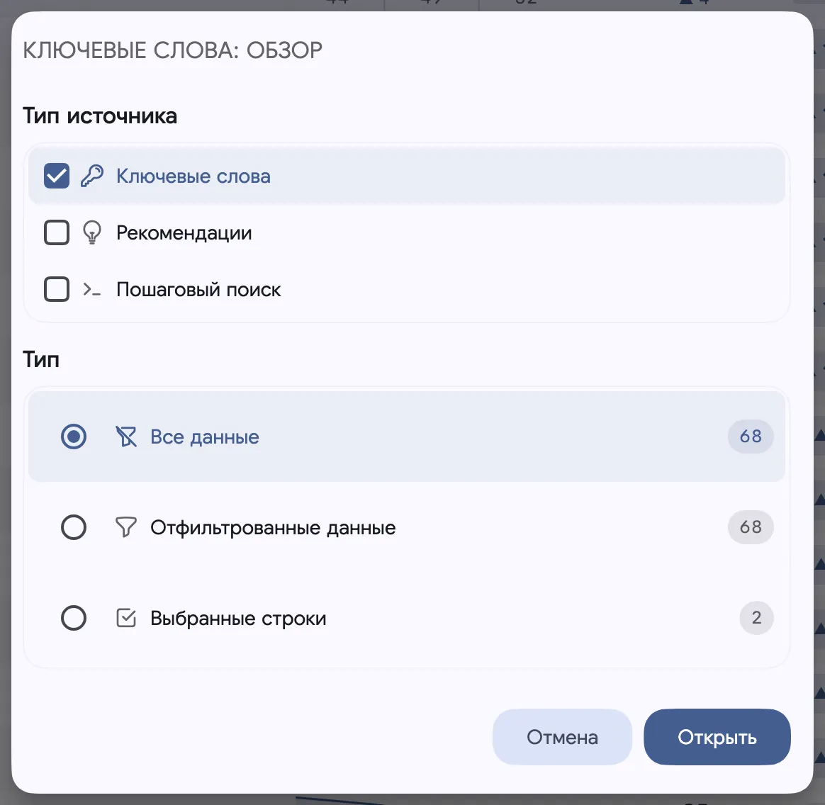 Обзор ключевых слов: Режим