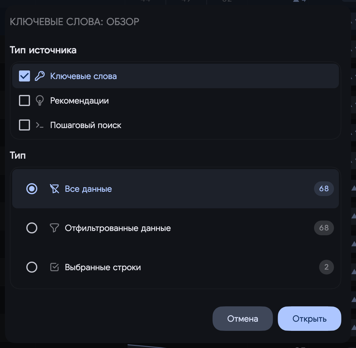 Обзор ключевых слов: Режим