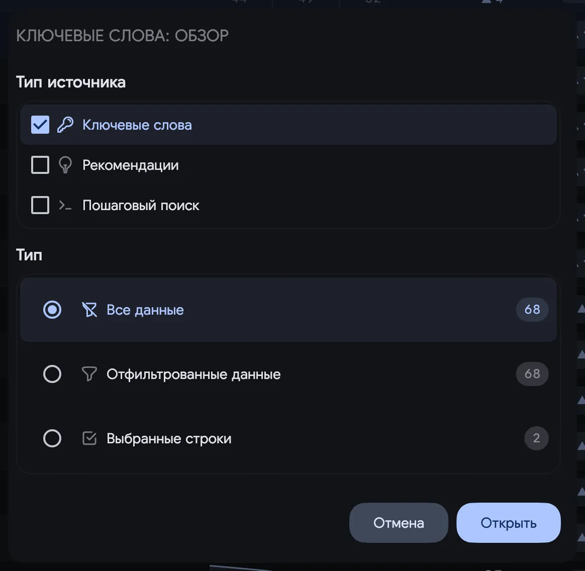 Обзор ключевых слов: Режим