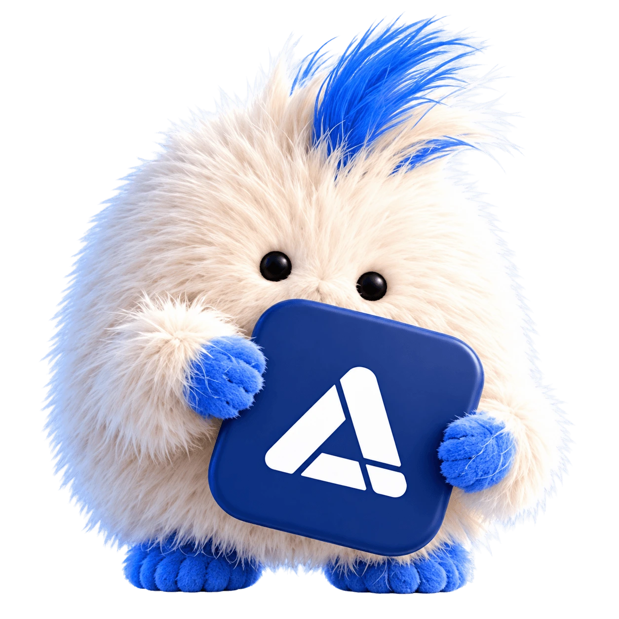 ASO.dev mascot holding a blue brand icon