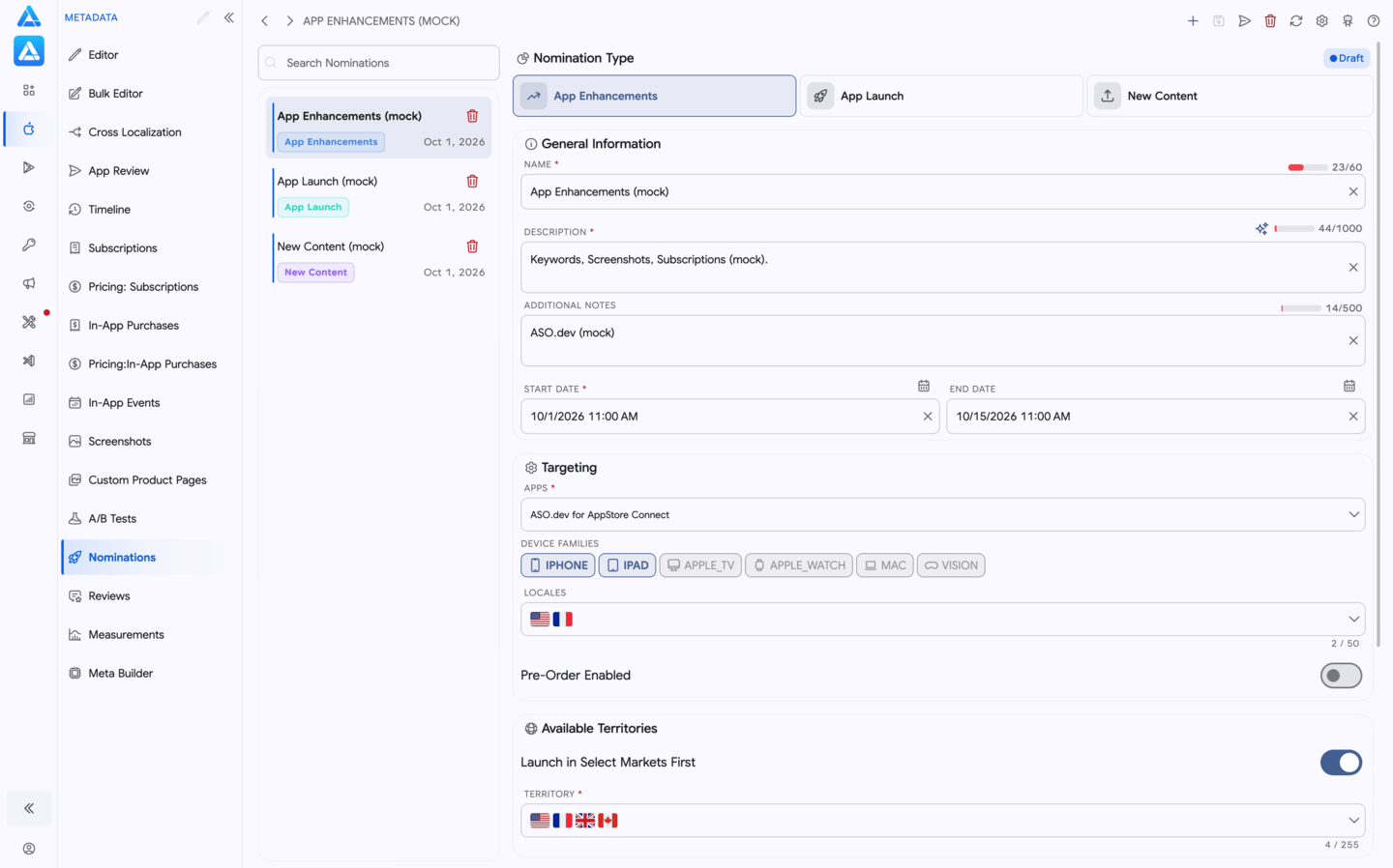 Featuring nominations in ASO.dev