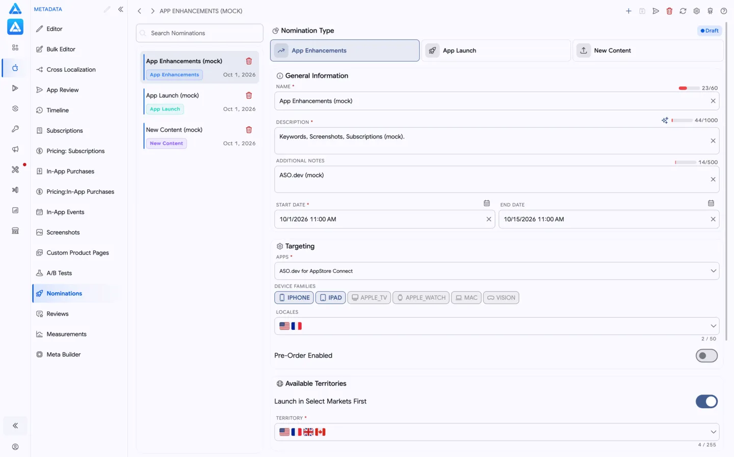 Featuring nominations in ASO.dev
