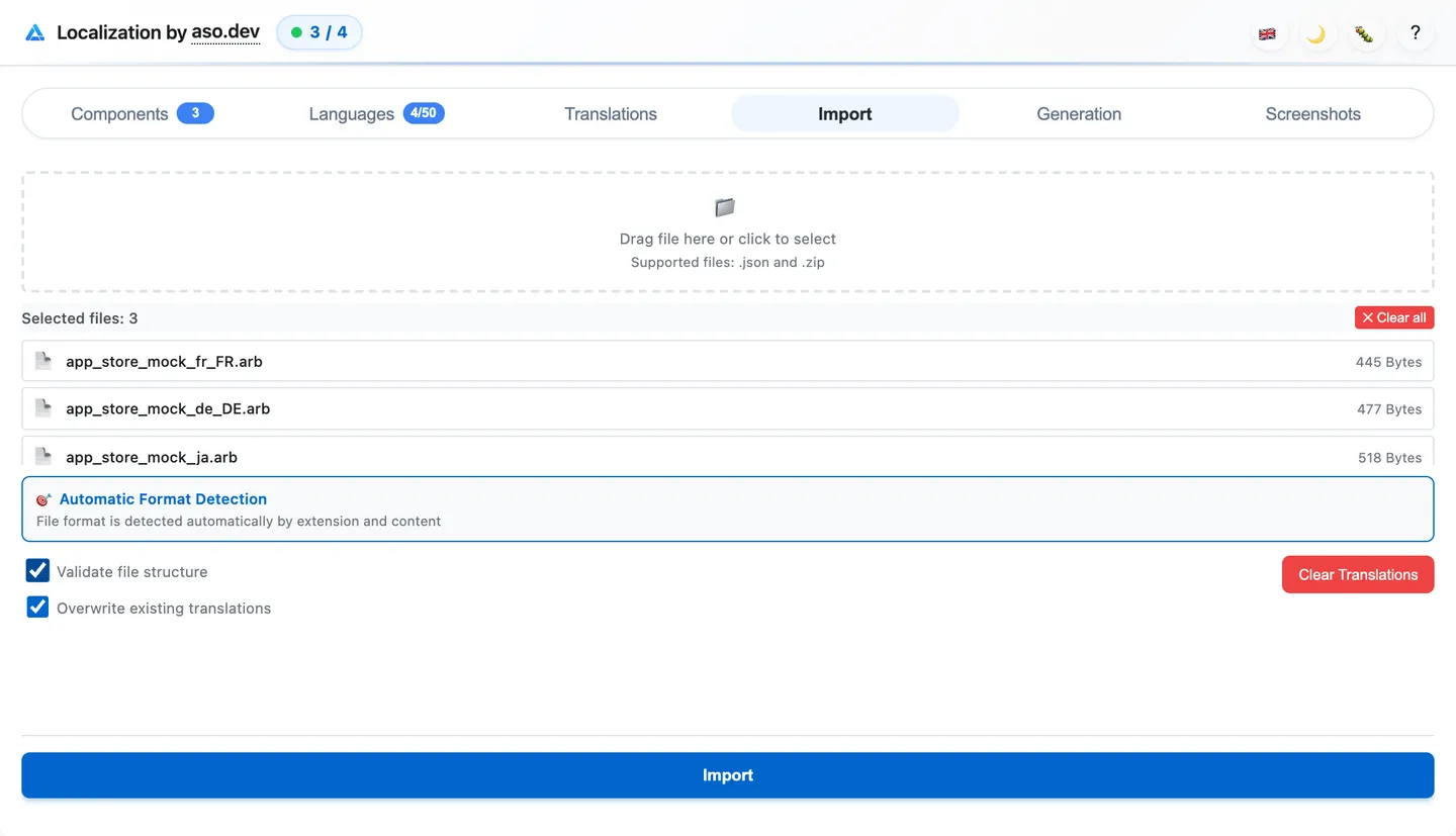 Import Tab