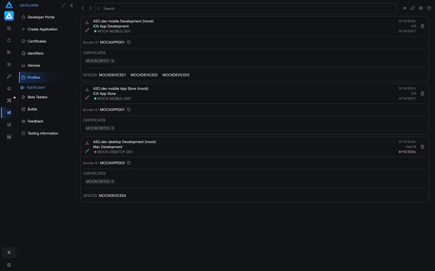 Manage Apple Profiles via ASO.dev