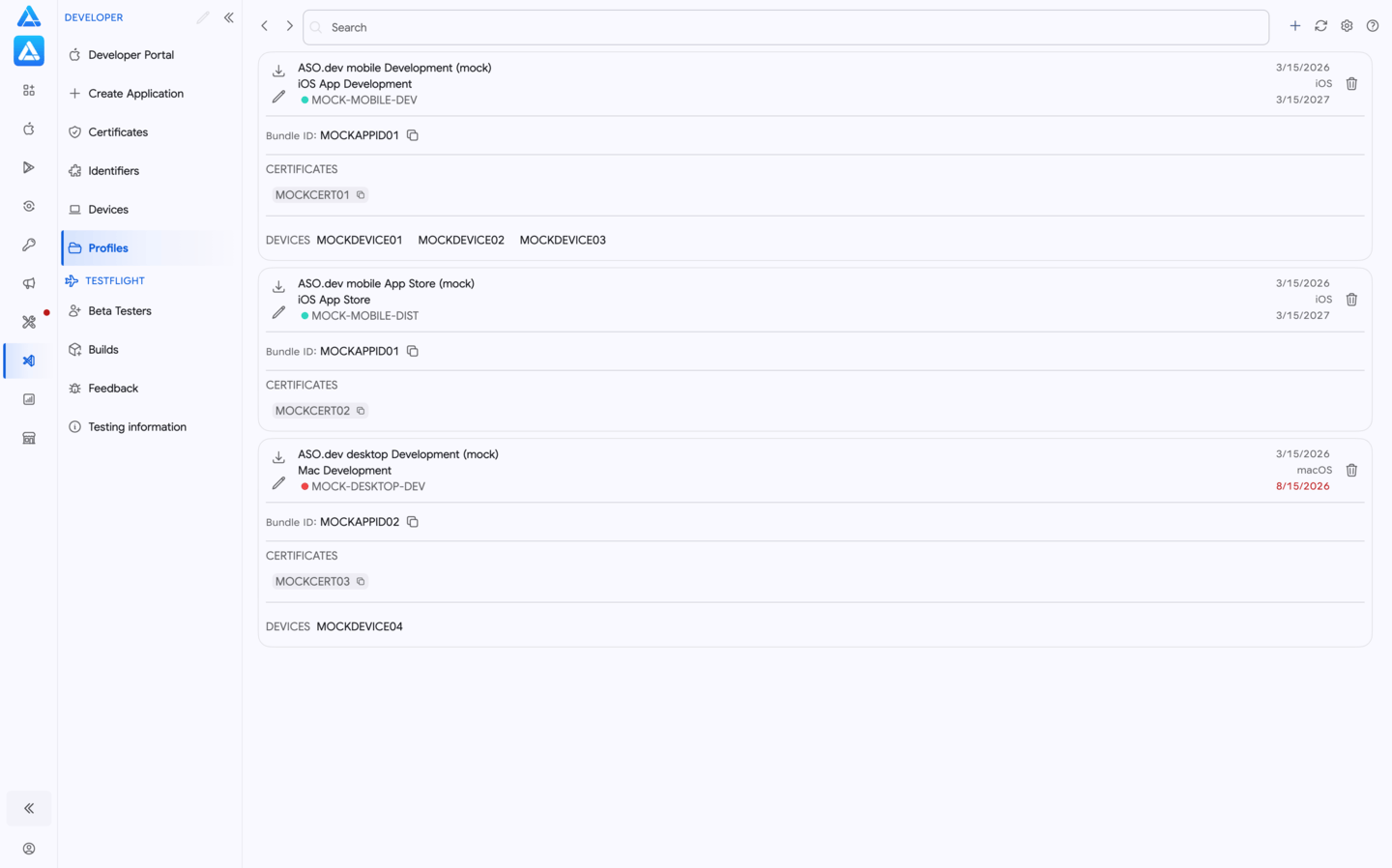 Manage Apple Profiles via ASO.dev