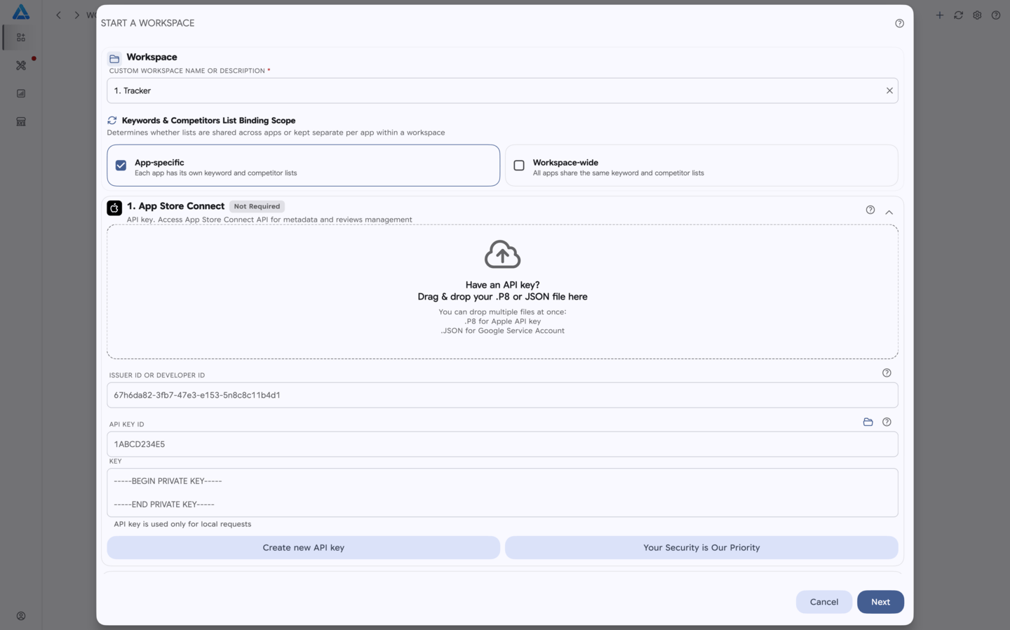 Setting Up a Workspace with an API Key