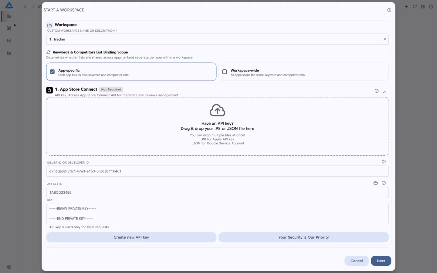 Setting Up a Workspace with an API Key