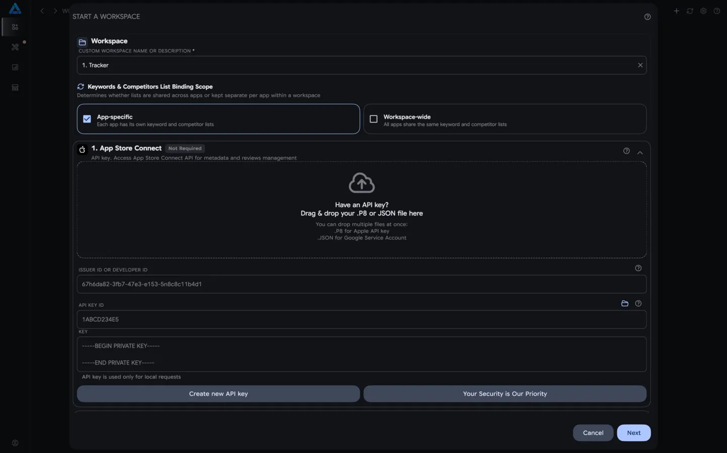 Setting Up a Workspace with an API Key
