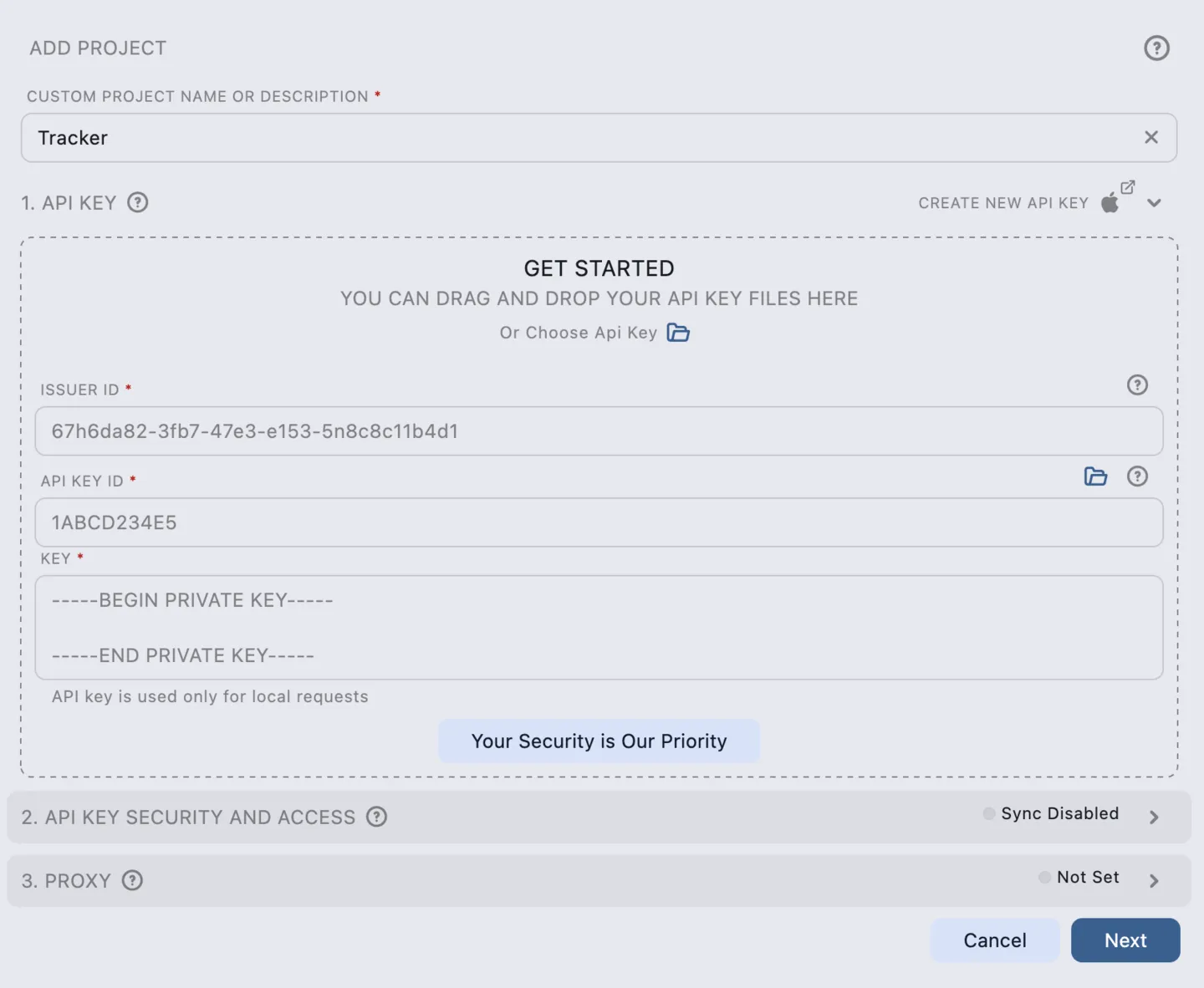 Setting Up a Project with an API Key