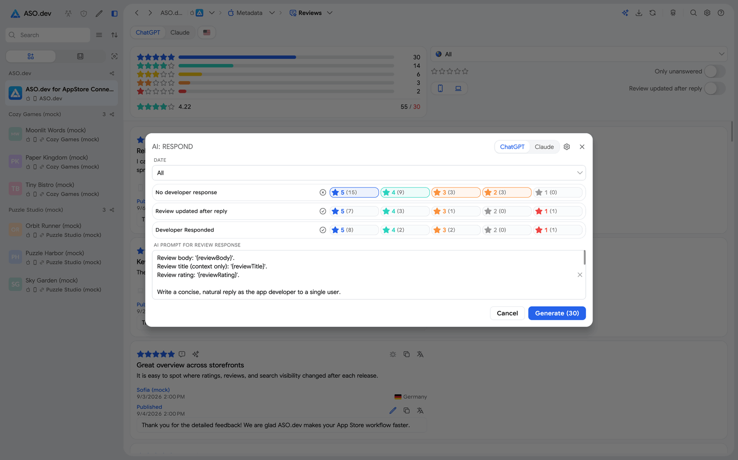 Responding to Reviews
