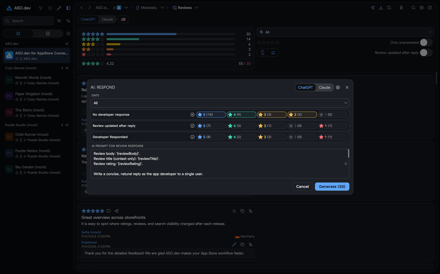 Responding to Reviews