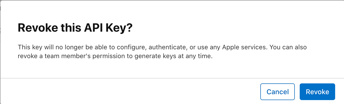 Revoke API key: Confirmation