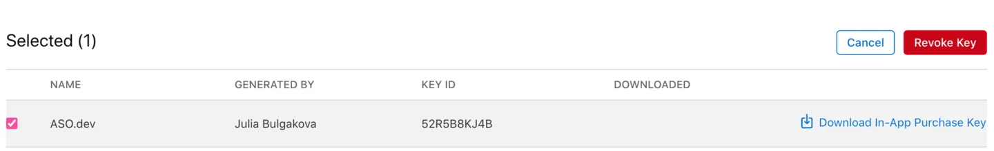 撤销 IAP 密钥