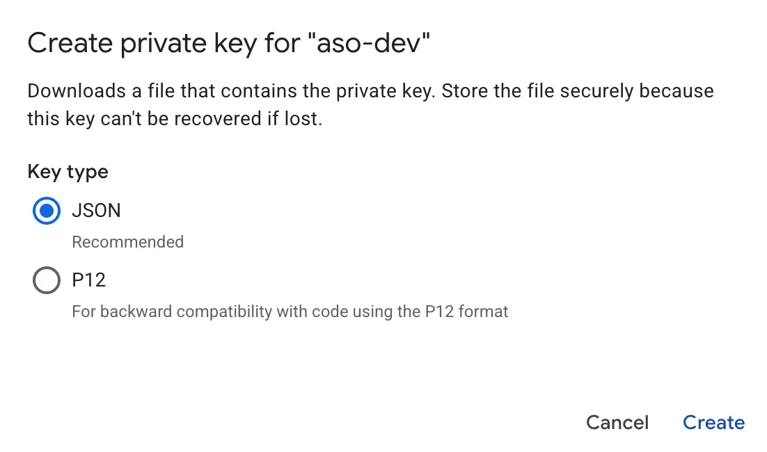 Создание сервисного аккаунта в JSON