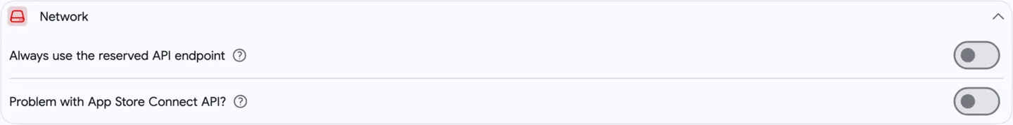 Settings: App Store Connect