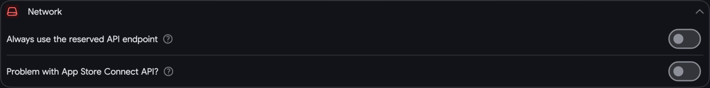 Settings: App Store Connect