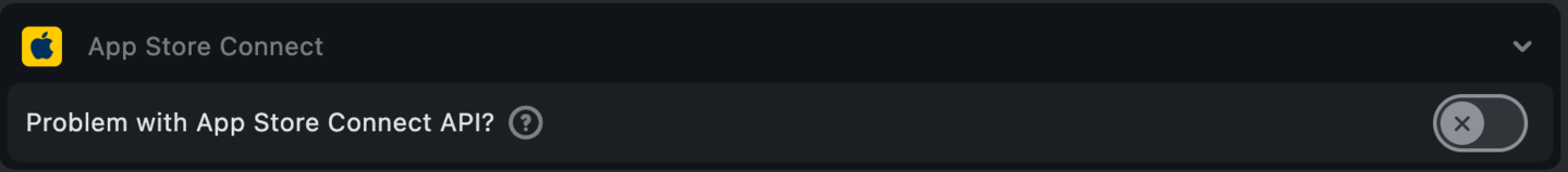 Settings: App Store Connect