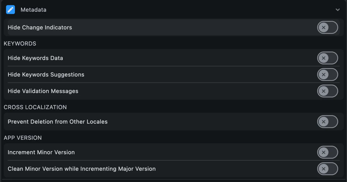 Settings: Metadata
