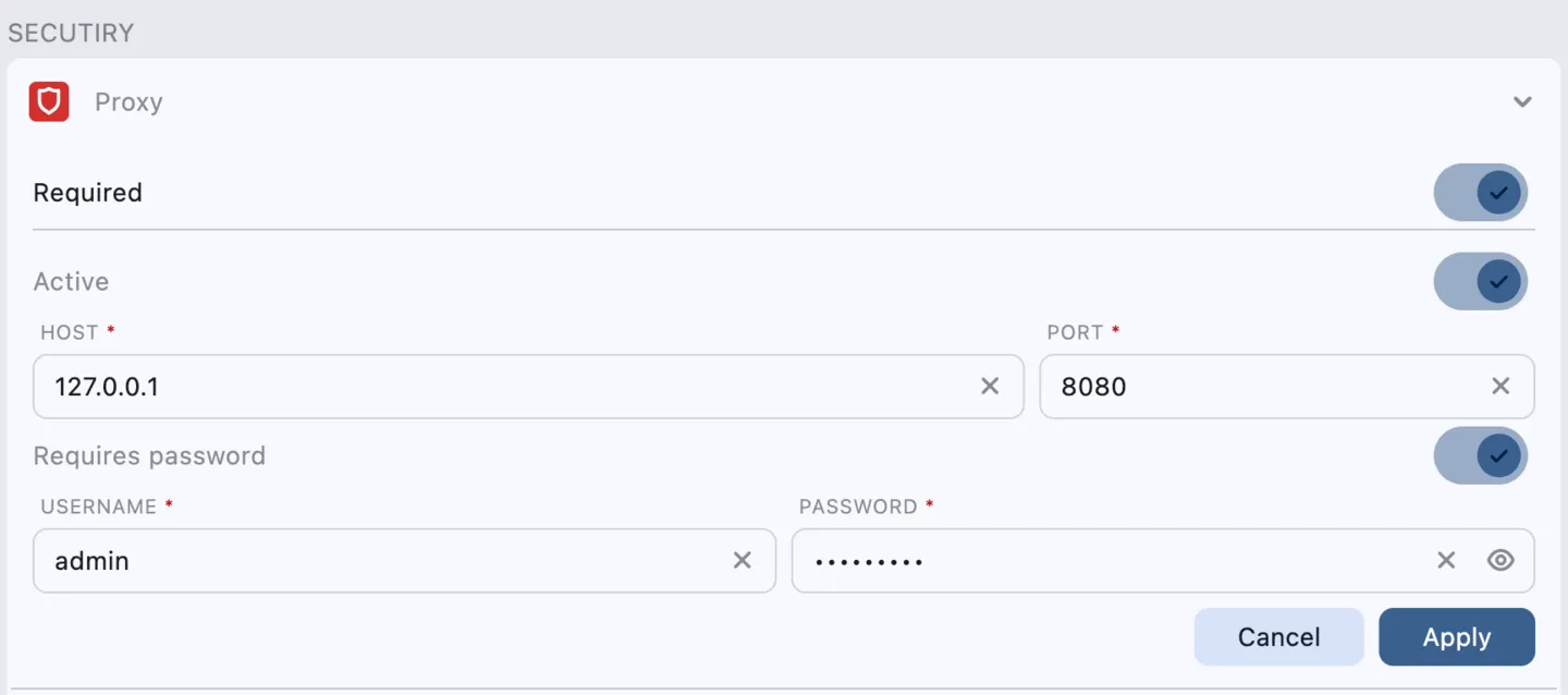 Settings: Proxy
