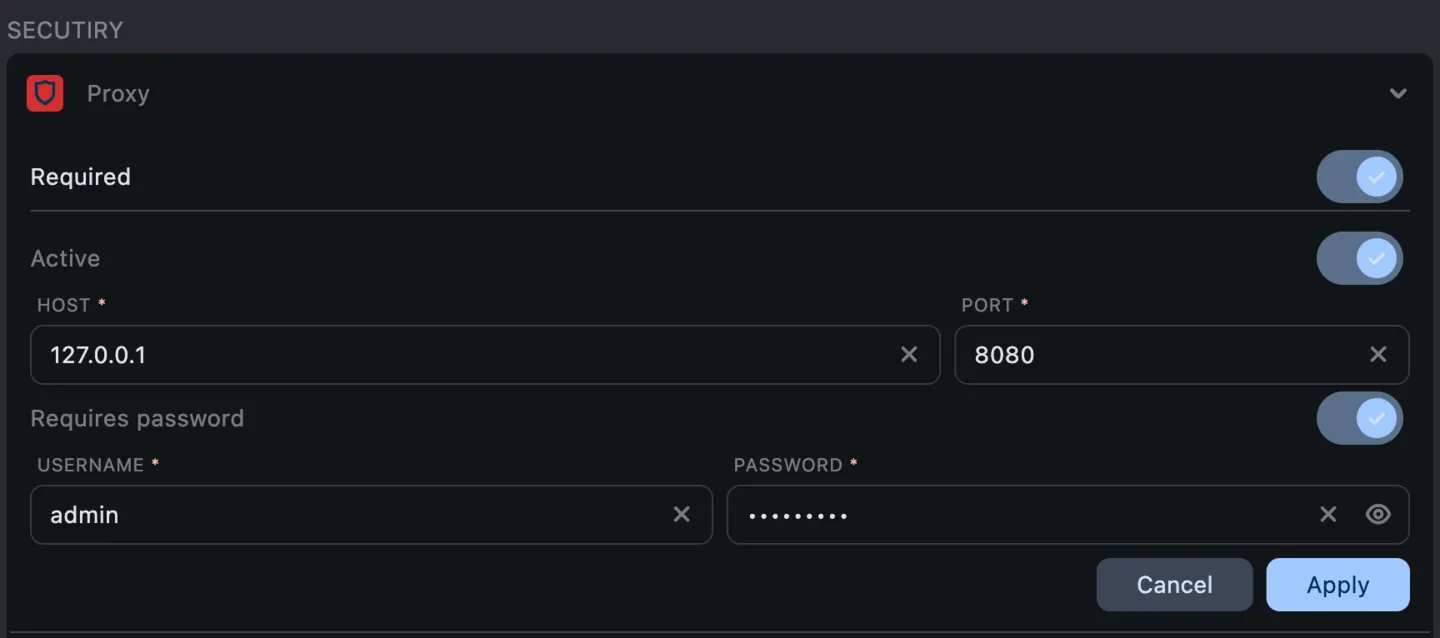Settings: Proxy