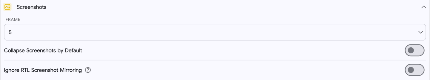 Settings: Screenshots