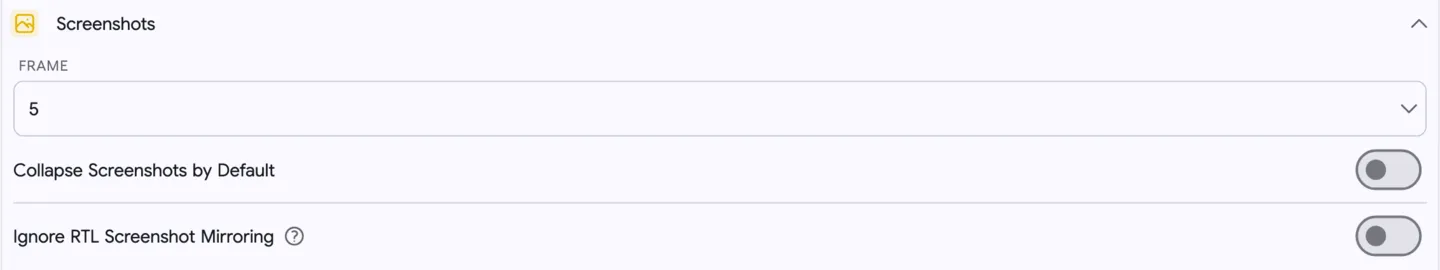 Settings: Screenshots