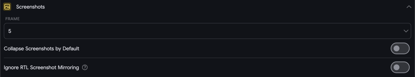 Settings: Screenshots