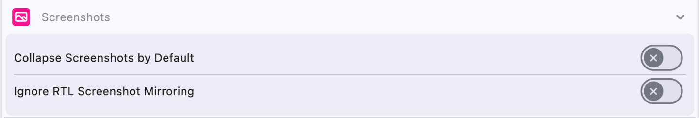 Settings: Screenshots