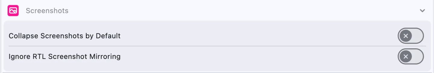 Settings: Screenshots