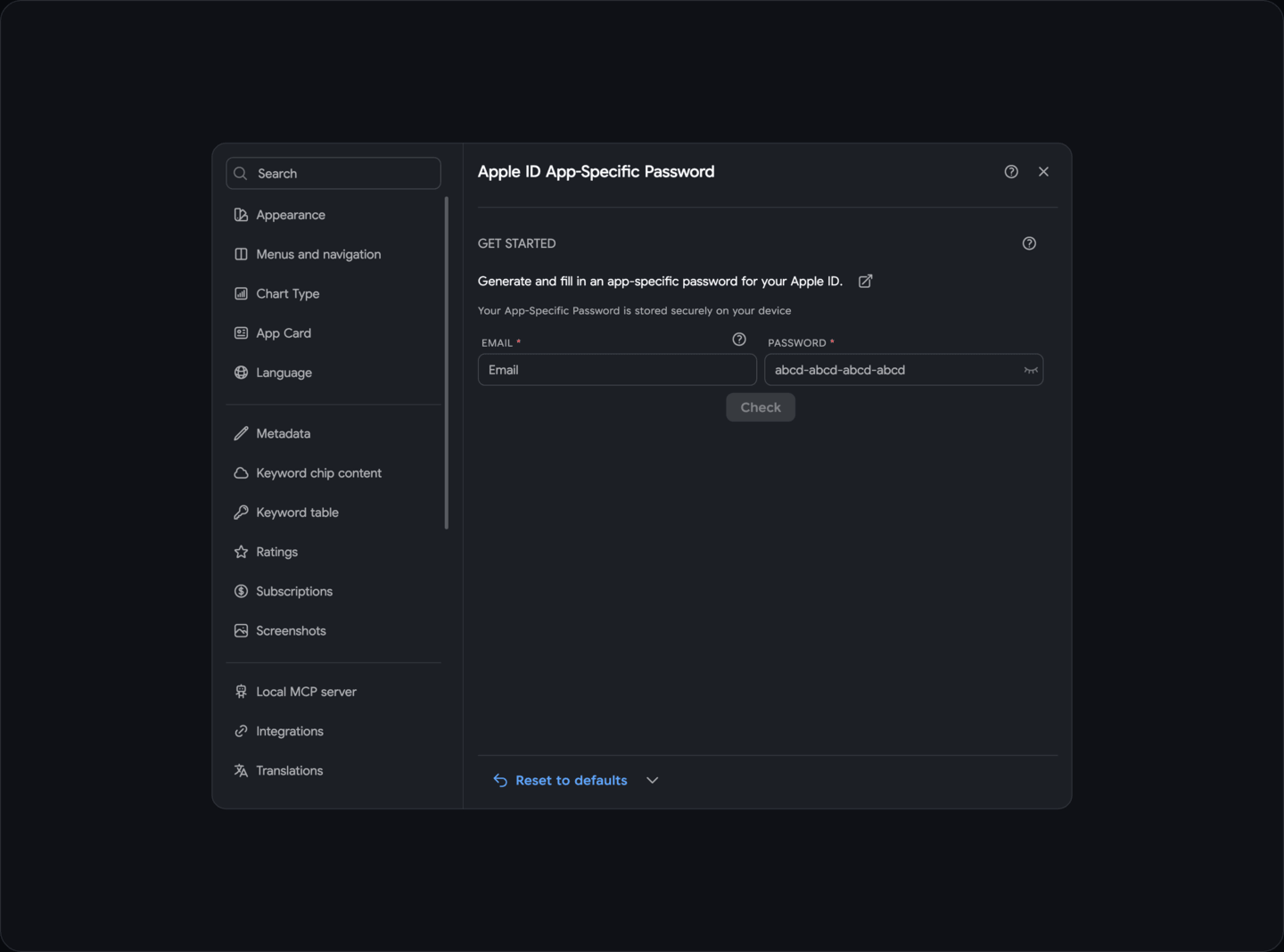 Settings: Security
