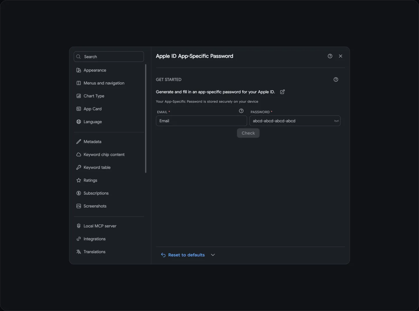 Settings: Security