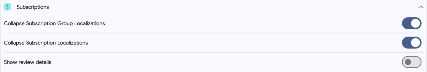 Settings: Subscription